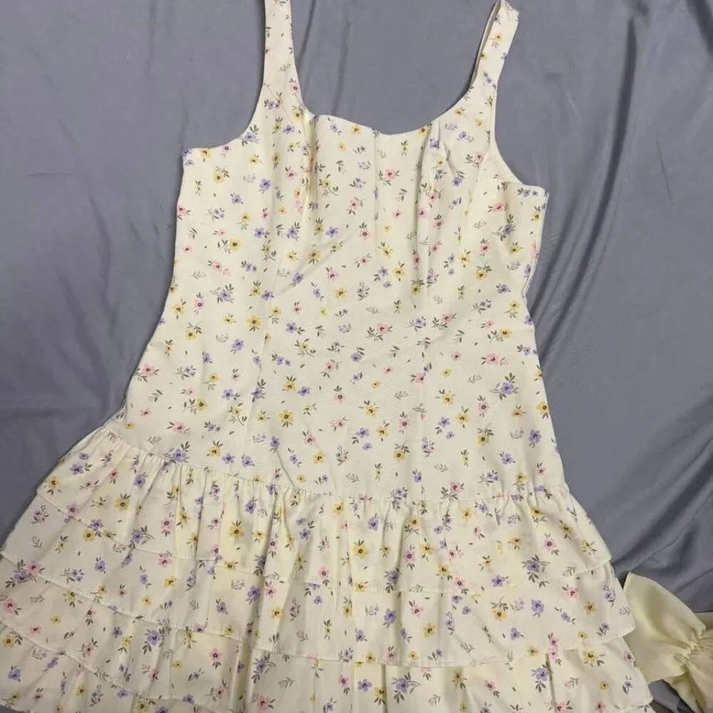 White Floral Mini Dress - Picture 1 of 3
